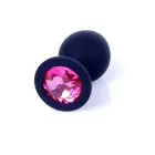 Plug-Jewellery Черная анальная пробка с розовым бриллиантом – 8 cm (3.1″) — Фото 7