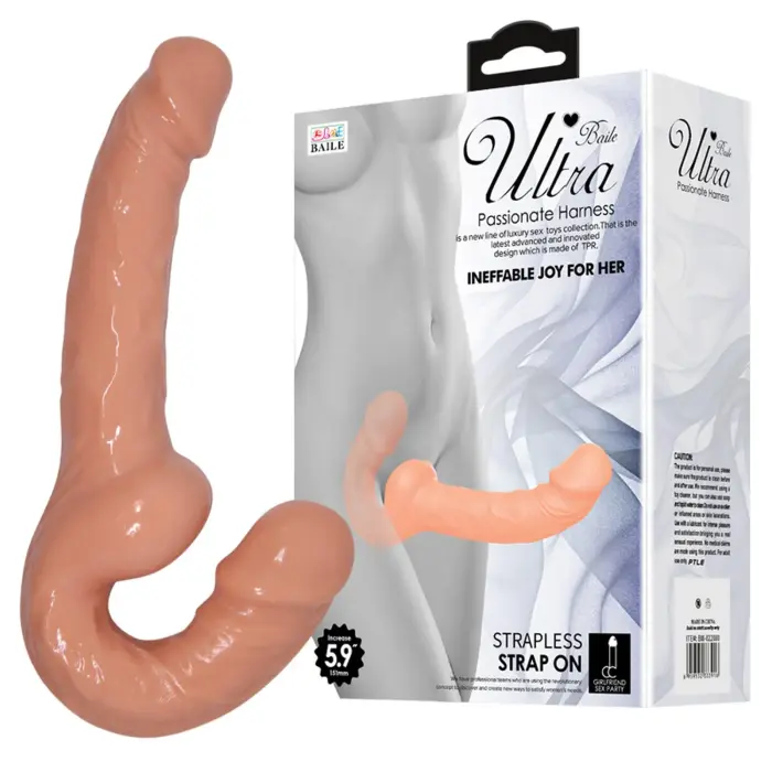 BAILE STRAPLESS Strap-On Dildo – 20–23 cm (8–9″) – Skin