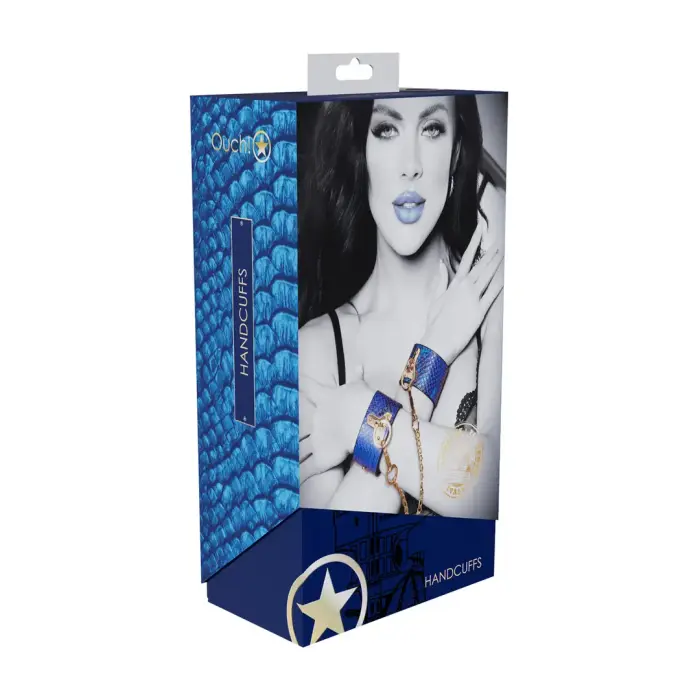 Ouch! Florence Collection Bonded Leather Handcuffs – Blue