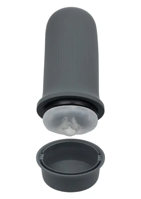 Milk Master Grip-N-Stroke Vibrating Vaginal Masturbator with Suction - Grey