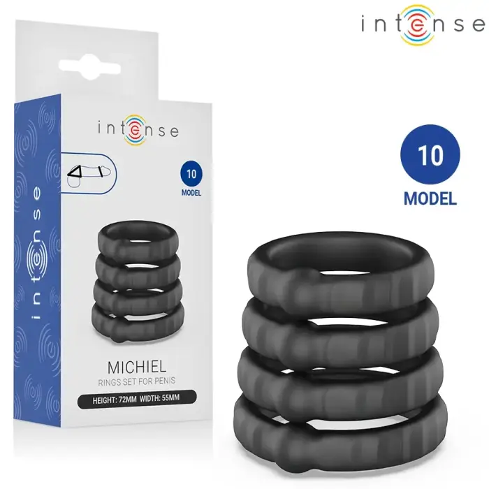 INTENSE Model 10 4 anatominių palaikomųjų žiedų rinkinys – juodas