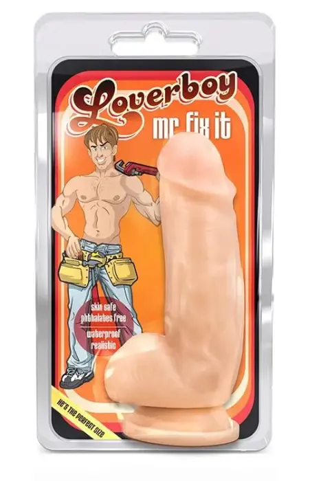 LOVERBOY MR. FIX IT – Realistlik dildo munanditega – 23+ cm – nahavärv
