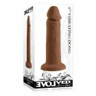 EVOLVED 6 Inch Vibrating Dildo – dark flesh – rechargeable silicone – suction cup — Photo 1