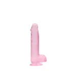 Reālistisks dildo ar sēkliniekiem un piesūcekni – 17 cm (6.7″) – Caurspīdīgs Foto 2