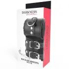 Darkness Adjustable Black Leather Handcuffs with Soft Lining — Photo 5