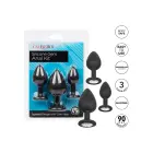 Silicone Anal Plug Kit with Gemstones – 3-Piece Set – Black — Photo 5