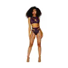 Women's Lace and Mesh 3 Piece Set – Aubergine – XL — Photo 2