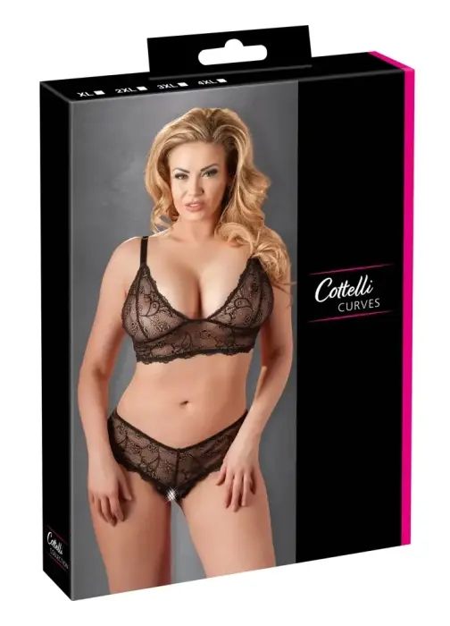 Cottelli Collection кружевной комплект белья – чёрный – 4 XL