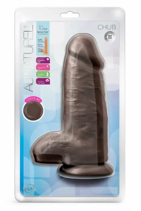Blush Au Naturel Chub – dual-density realistic dildo – chocolate – 25 cm