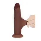 Divslāņu silikona reālistisks sliding skin dildo – 15.5 cm (6″) – brūns — Foto 7