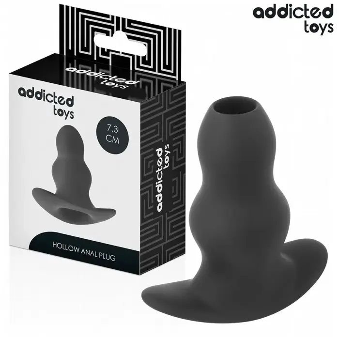 Addicted Toys – tuščiaviduris silikoninis analinis kaištis – juodas – S – 7,3 cm