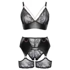Cottelli CURVES 3-Piece Lace Bra Set with Suspenders – Black – 3XL — Photo 8