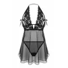 Christine Nataly – babydoll ar atvērtiem kausiņiem – halterneck, caurspīdīgs audums – melns – L/XL — Foto 4