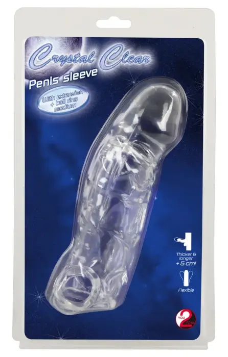 Crystal Clear peenise varrukas munandirõngaga – läbipaistev