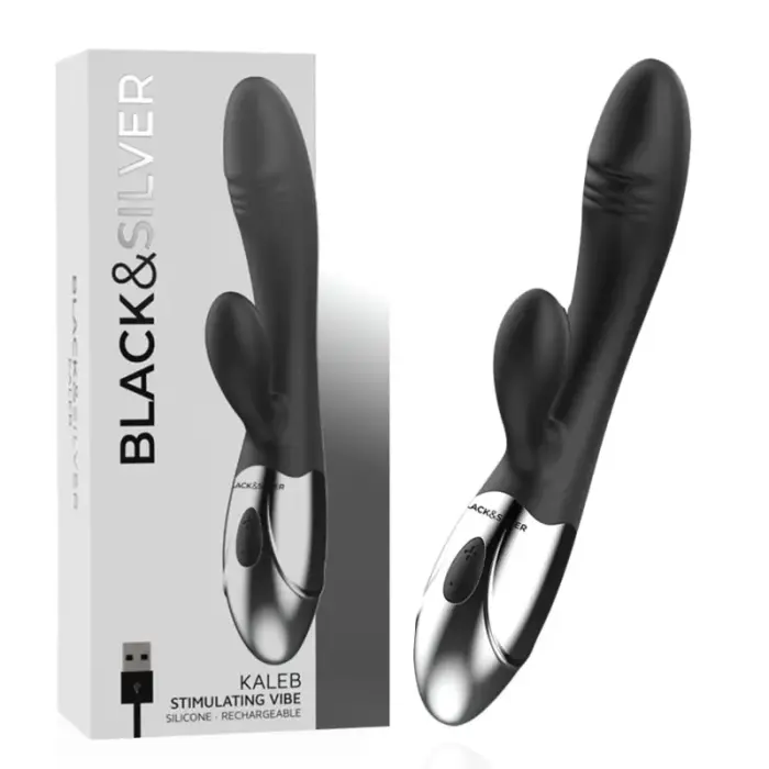 Двухмоторный кролик-вибратор Black&Silver Kaleb – 20 см (7.9″) – черный