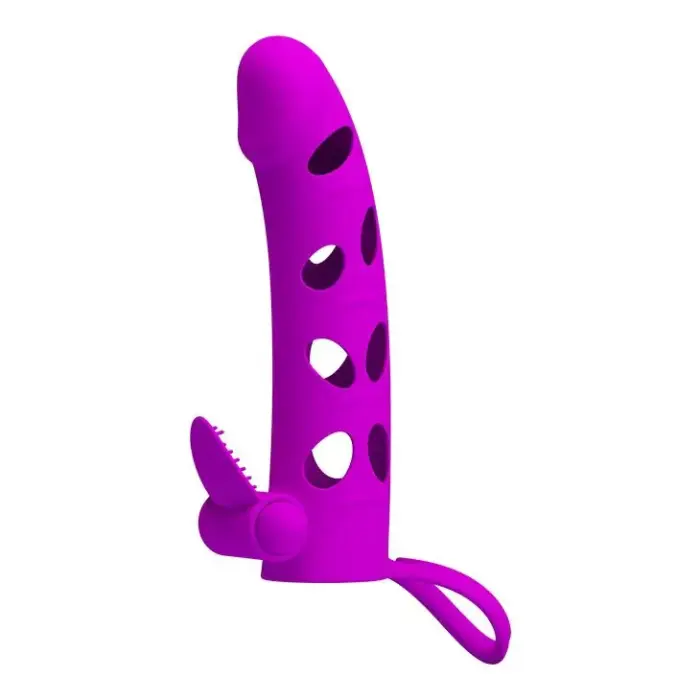 PRETTY LOVE – vibruojanti varpos rankovė su sėklidžių juosta – 17 cm – juoda