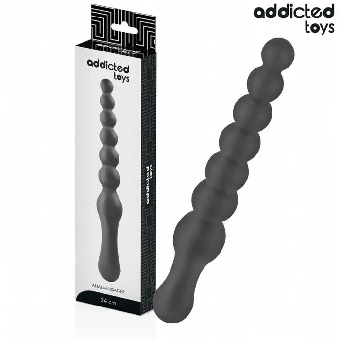 Addicted Toys silikoninis dvigubas analinis masažuoklis – 24 cm – Juodas