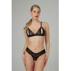 Christine Pearl Mea – lace bra set with removable pearls – black – S/M — Photo 1