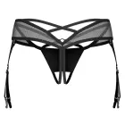 Obsessive Dominna Crotchless Suspender String with Net and Wetlook – Black – L/XL — Photo 6