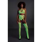 Two Piece Set with Crop Top and Stockings – Neon Green – One Size Photo