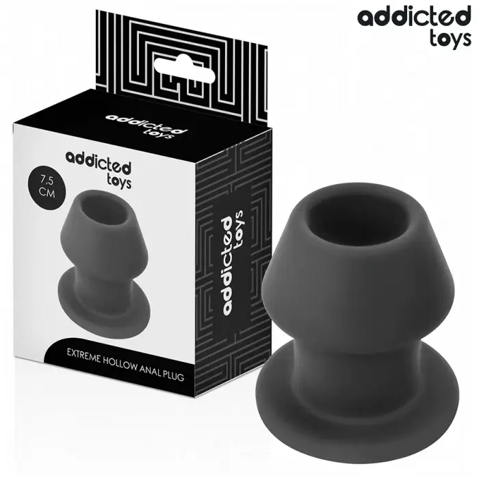 Addicted Toys Extreme tuščiaviduris silikoninis analinis kištukas – S – 7.5 cm – juodas