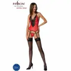 Passion Peonia korsete sarkana L/XL – elegants mežģīņu un tilla apakšveļas komplekts — Foto 2