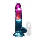 LED vibrējošs taisns vibrators ar bumbiņām – 18 cm (7″) – caurspīdīgs Foto 1