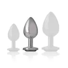 Intense Aluminum Plug with Black Glass Accent – 8 cm – Silver — Photo 5
