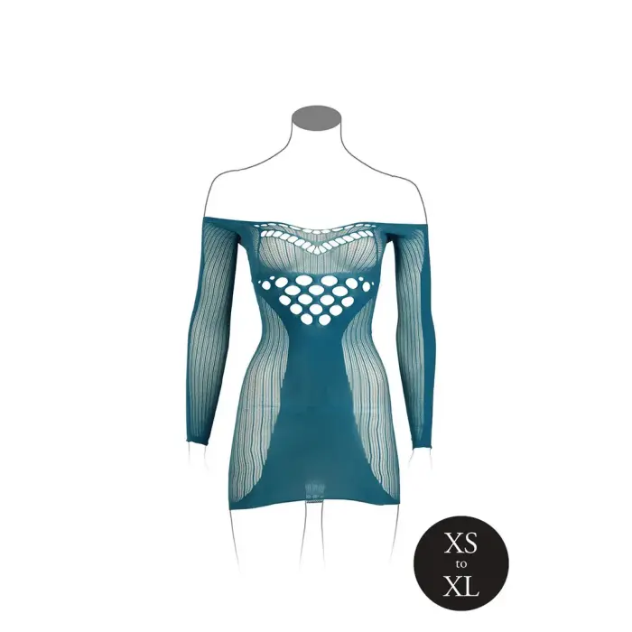 Tīkliņa minikleita ar garām piedurknēm – zila – One Size Foto 8