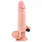 Add 2" Pleasure X Tender Vibrating Penis Sleeve – vibruojanti TPE varpos ilgintuvo rankovė – kūno spalvos — Nuotrauka 4