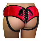 Sportsheets Sunset – didelių dydžių nėriniuoti korseto strap-on diržai – raudoni — Nuotrauka 2