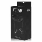 Fetish Submissive Vegan Leather Ring Gag with Adjustable Nipple Clamps – Black — Photo 2