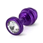 Diogol Ano ребристая анальная пробка 25 мм с кристалликом Swarovski – Фиолетовый — Фото 1