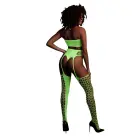 Two Piece Set with Crop Top and Stockings – Neon Green – One Size Photo