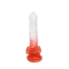 Kiotos Cox krāsains dildo ar piesūcekni – 22.5 cm (9″) – Caurspīdīgs/Sarkans — Foto 5