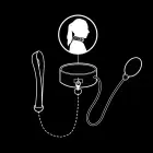 Fetish Submissive Bondage Inflatable Adjustable Collar with Metal Chain – Black — Photo 3