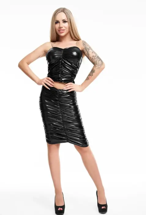SK066 Wet Look skirt – S