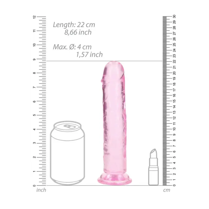 Taisns reālistisks dildo ar piesūcekni – 22 cm (8.7″) – Caurspīdīgs Foto 5