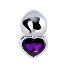 Sudraba anālais spraudnis ar violetu sirds formas dārgakmeni – M – Purple Foto 4