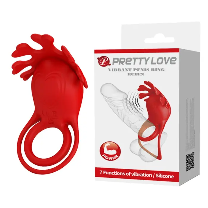 PRETTY LOVE - Vibrating Penis Ring - Ruben - Red