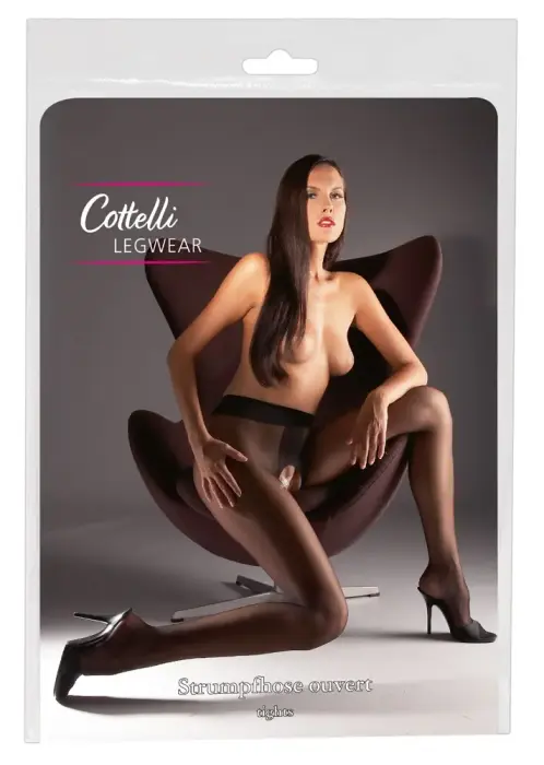 Cottelli LEGWEAR zeķubikses ar atvērtu starpkāju – melnas – S