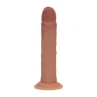 Dual Density Silicone Curved Realistic Vibrating Dildo with Suction Cup – 20.3 cm (8") – tan — Photo 2