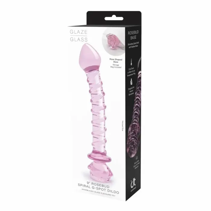 GLAZE GLASS Rosebud Spiral – фаллоимитатор из боросиликатного стекла – прозрачный – 23 см