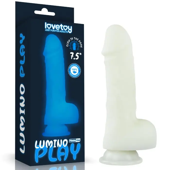 Lumino Play tumsā spīdošs caurspīdīgs dildo – 19 cm (7.5″)