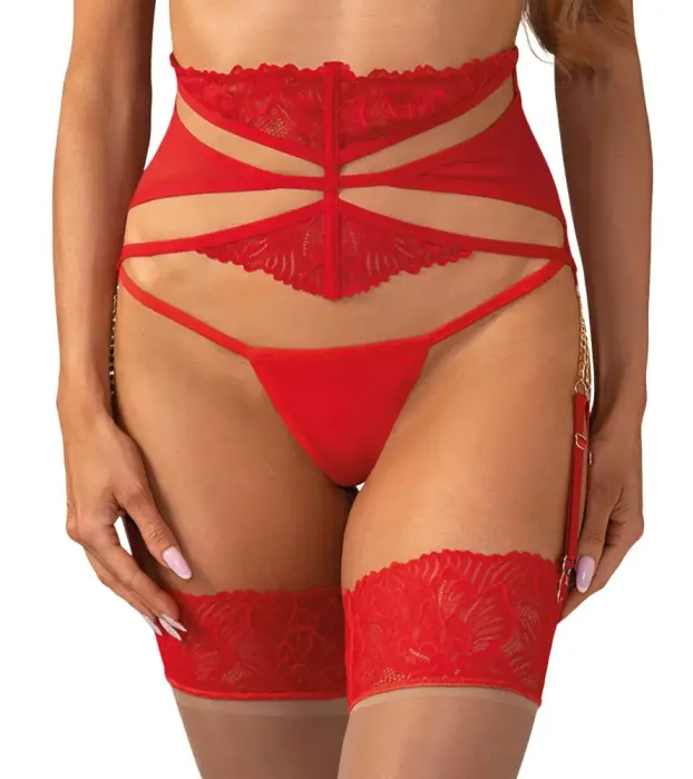 Obsessive Matildea Suspender Belt – Deep Red – S/M