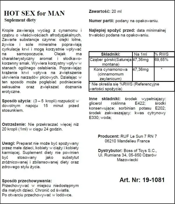 Hot Sex vīriešiem stimulējošs uztura bagātinātājs – 20 ml Foto 3