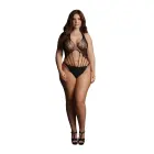 Mežģīņu bodijs ar lencītēm – Plus size – melns Foto 8