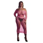 Neon Pink Long Sleeve Crop Top and Long Skirt Set – Plus Size — Photo 7