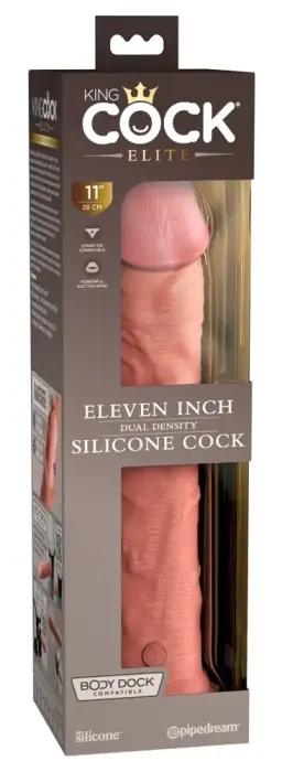 King Cock Elite KCE 11 divslāņu silikona dildo – 29.5 cm (11.6″) – miesas krāsa