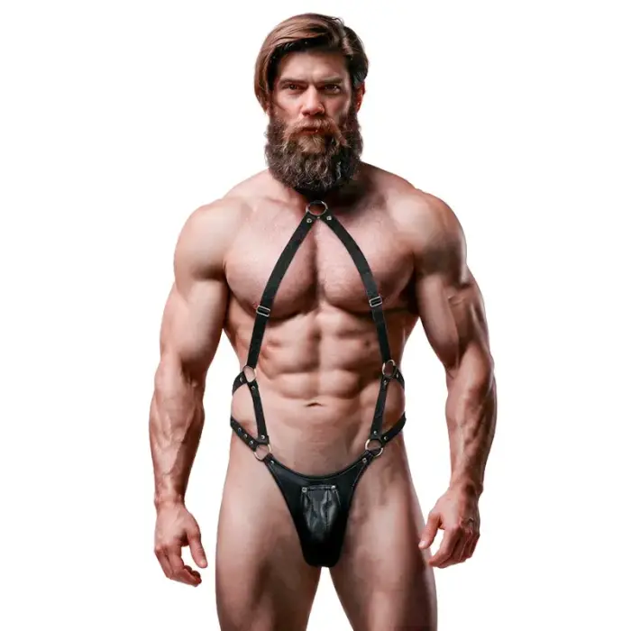 Fetish Submissive Attitude – men's eco-leather jock harness – black – one size